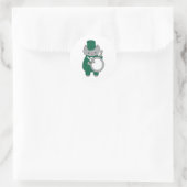 Drummer Bass Marching Band Cat Green White Ronde Sticker (Tas)