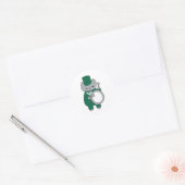Drummer Bass Marching Band Cat Green White Ronde Sticker (Envelop)