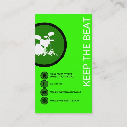 DRUMMER-bellen Visitekaartje (Voorkant)