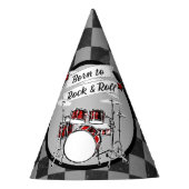 Drummer Birthday Born to Rock & Roll Drum Kit Feesthoedjes (Voorkant)