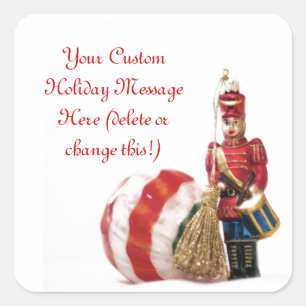 Drummer Boy en kerstbal Vierkante Sticker