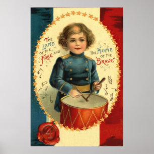 Drummer Boy Star Red White Poster