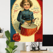 Drummer Boy Star Red White Poster (Thuiskantoor)