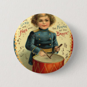 Drummer Boy Star Red White Ronde Button 5,7 Cm