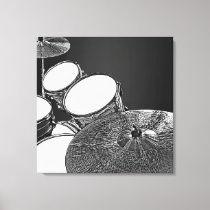 Drummer Canvas Drum Kit met Crash Square Art Afdruk