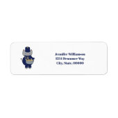Drummer Cat Band Marineblauw Goud Personaliseer Re Etiket (Voorkant)