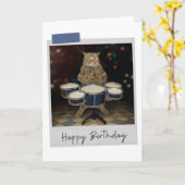 Drummer Cat Funny Birthday Card Kaart (Gele Bloem)