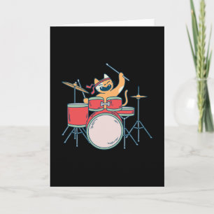 Drummer Cat-muziekontwerp Kaart
