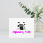 Drummer Chick Briefkaart (Staand voorkant)