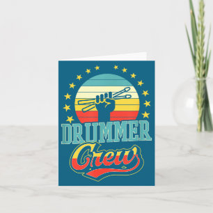 Drummer Crew Grappige Modieuze Retro Vintage Stijl Bedankkaart