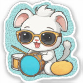 drummer dog sticker (Voorkant)
