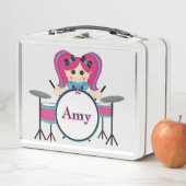 Drummer Doll Girl Metal Lunchbox (En situation)