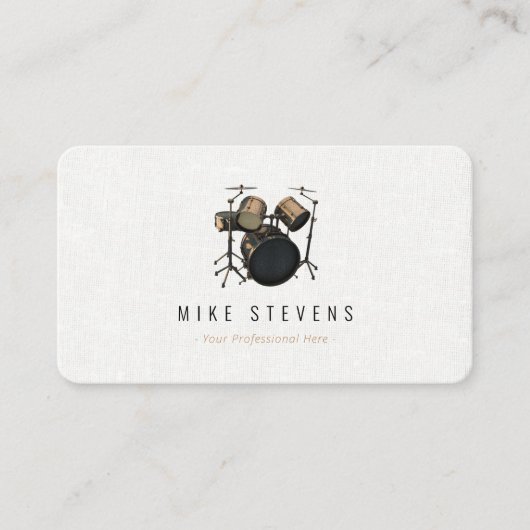  Drummer Drum Kit Band Elegant Visitekaartje (Voorkant)