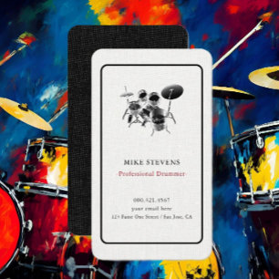 Drummer Drum Kit Band Elegant Visitekaartje
