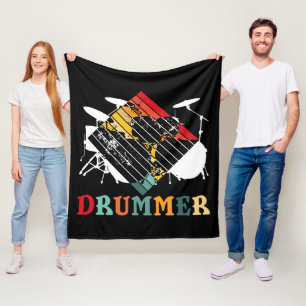 Drummer drum  Retro Gift instellen Fleece Deken