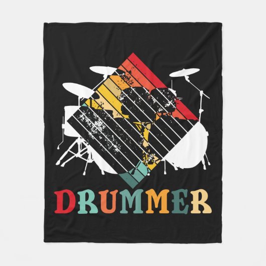Drummer drum  Retro Gift instellen Fleece Deken (Voorkant)
