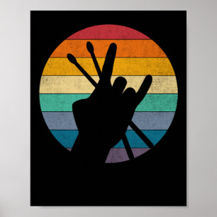  drummer Drum Sticks Rock & Roll Hand Horns Poster
