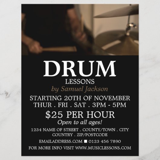 Drummer, drumlessons Adverteren brochure (Voorkant)