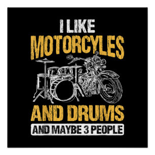 Drummer Drummen Ik Hou Van Motorfietsen En Drums Perfect Poster
