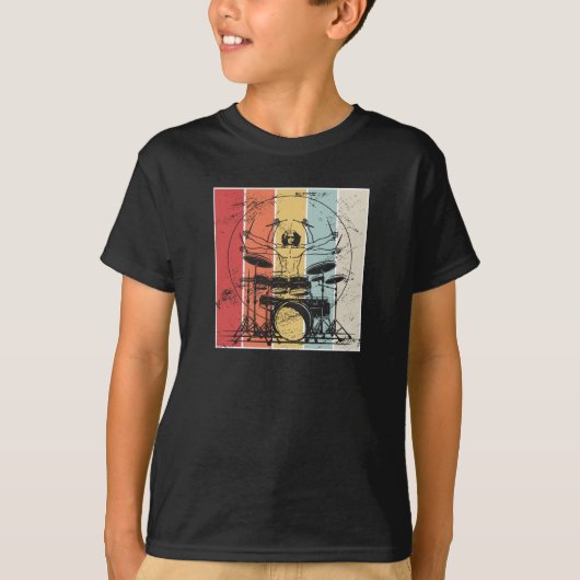 Drummer Drumming Retro T-shirt (Voorkant)