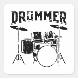 drummer  Drums Musical Instrument Gift Idea Vierkante Sticker