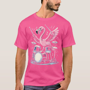 Drummer Flamingo Drummer die drums speelt T-shirt