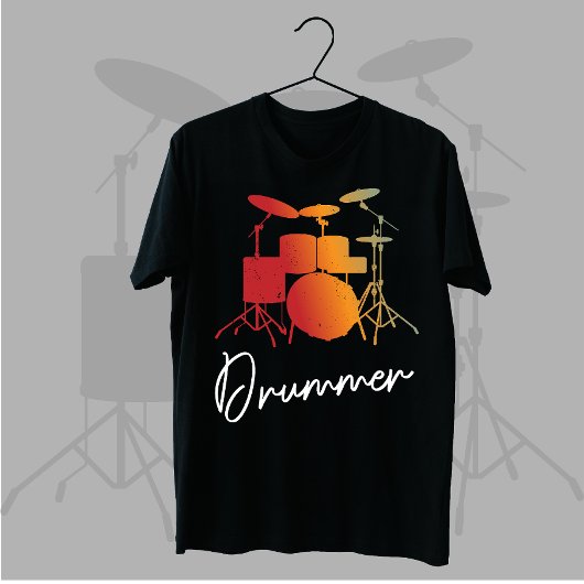 Drummer Gift Heartbeat Musical Instrument Drums T-shirt