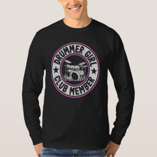 Drummer Girl Club Lid Vrouwen Drums Vintage Moeder T-shirt