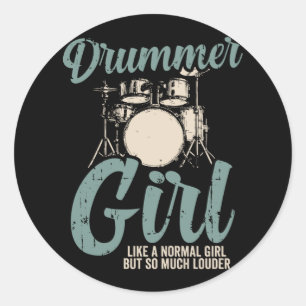 Drummer Girl Drums Drummer Gift Ronde Sticker