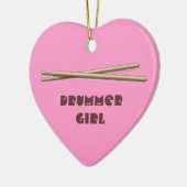 Drummer Girl Drumsticks  Roze siermiddel Keramisch Ornament (Links)
