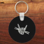 Drummer Halloween Skeleton Hand Rock en Roll Drum Sleutelhanger (Voorkant)