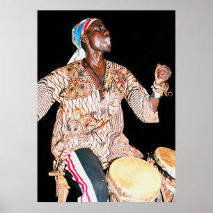 Drummer in Banjul, Gambia, West-Afrika Poster