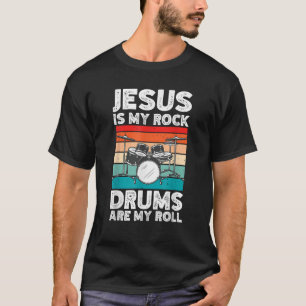 Drummer Jezus Drummen Drums Percussie Geloof Chris T-shirt