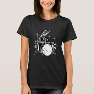 Drummer Kat Speelt Drums Drumstel Drums Drummer Dr T-shirt