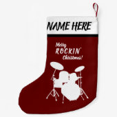 Drummer kerst - Eigen naam drumkit drumming Kleine Kerstsok (Achterkant)