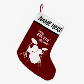 Drummer kerst - Eigen naam drumkit drumming Kleine Kerstsok (Voorkant (Hangend))