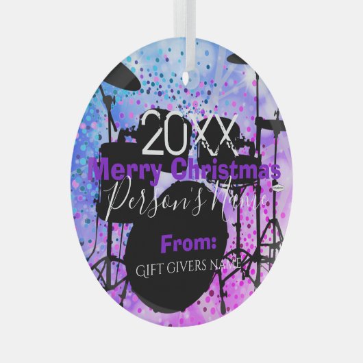 Drummer Kerstversier HAMbWG Glas Ornament (Voorkant Rechts)