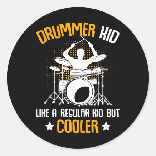 Drummer Kind Drummen Percussionist Drums Kinder Ronde Sticker (Voorkant)