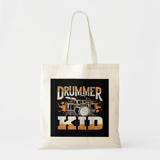 Drummer Kind Drumming Drumsticks Musician Rock Mus Tote Bag (Voorkant)