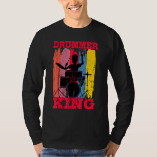 Drummer King Drums Kit Trap Set Snare Bass Hi-Pet T-shirt