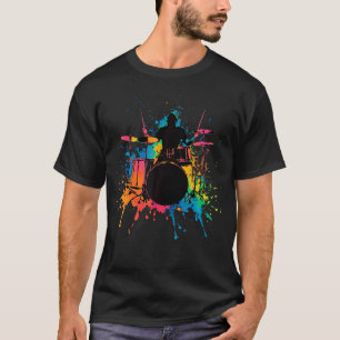Drummer Kleurrijke Drums Trommelen Muziek Liefhebb T-shirt