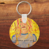 drummer meisjes rocksteen sleutelhanger (Voorkant)