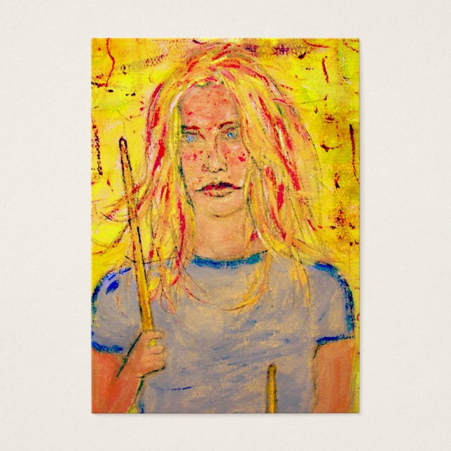 drummer meisjes rocksteen visitekaartjes (Voorkant)