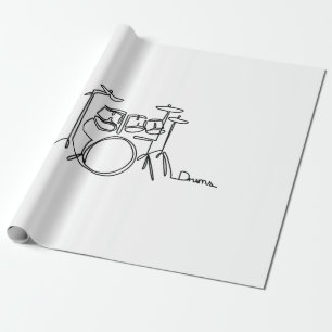 Drummer Music Design One-Line Drums Cadeaupapier