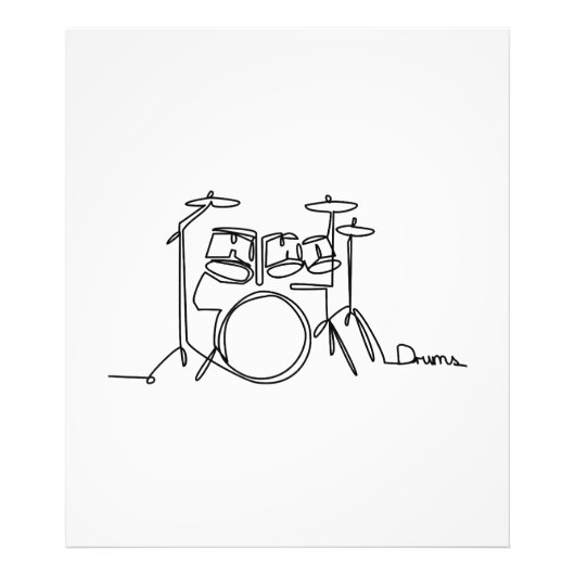 Drummer Music Design One-Line Drums Foto Afdruk (Voorkant)