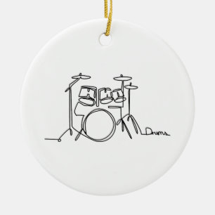 Drummer Music Design One-Line Drums Keramisch Ornament