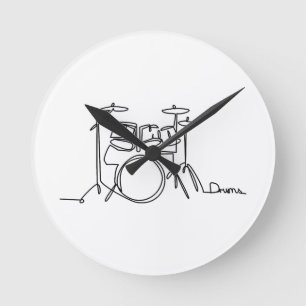 Drummer Music Design One-Line Drums Ronde Klok