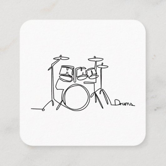 Drummer Music Design One-Line Drums Vierkante Visitekaartje (Achterkant)