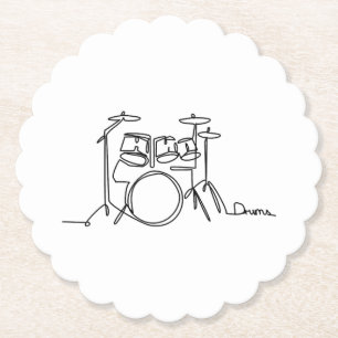 Drummer Muziekinrichting Eén-Line Drums Kartonnen Onderzetters
