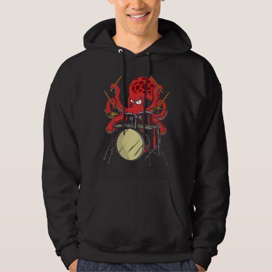 Drummer Octopus Drumsticks Drumset Hoodie (Voorkant)
